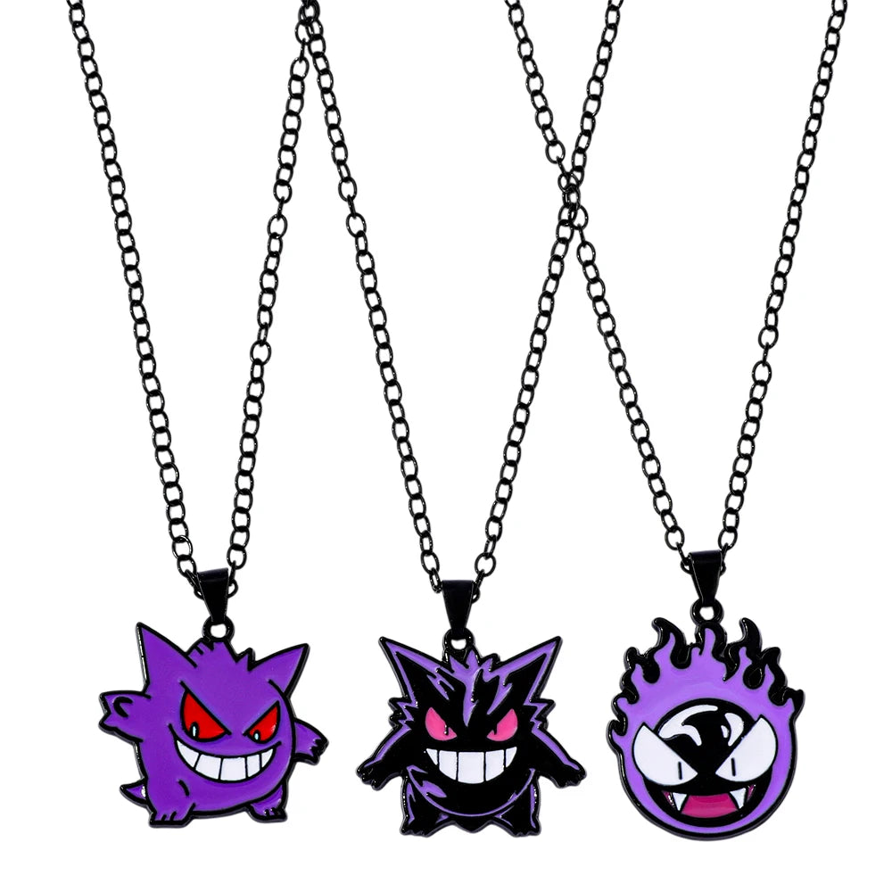 Gengar Cosplay Pendant Necklace - Anime Charms Jewelry for Women Men Kids Chain Choker Perfect Party Gift