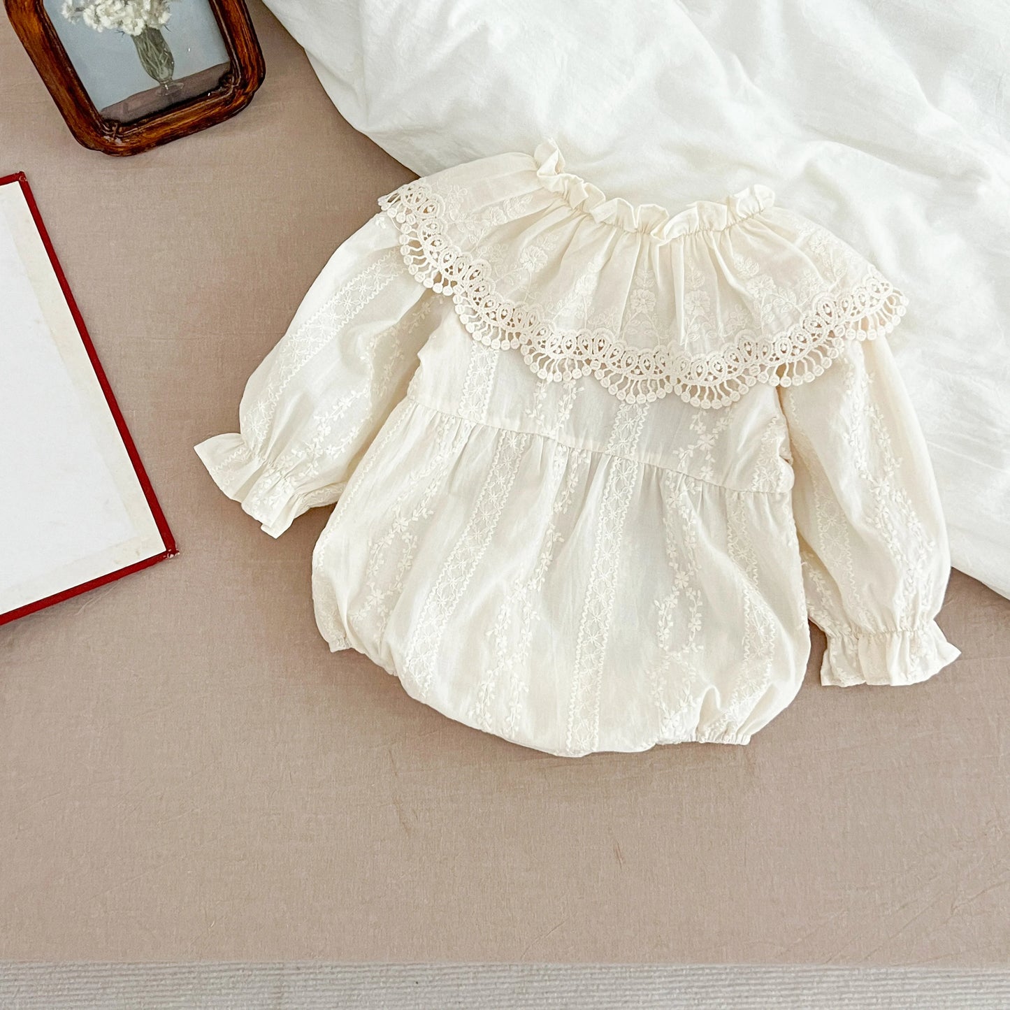 0-2Yrs Newborn Bodysuit Spring Autumn Clothes Baby Romper Lapel Collar Princess Bow Romper Long Sleeves Infant Girl Jumpsuit