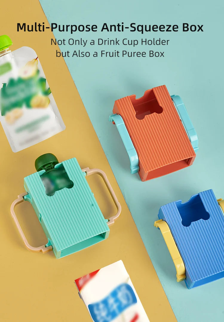 Adjustable Toddler Juice Box Holder - Baby Food and Juice Box Anti-Extrusion Bracket， Milk Carton Cup Holder with Portable