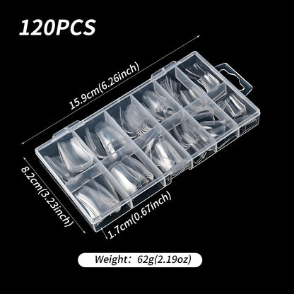 120Pcs Clear Duckbill Fake Nail Tips Full Cover False Fingertips 12Sizes Press On Nails Extension forManicure Salon Supplies Y2K