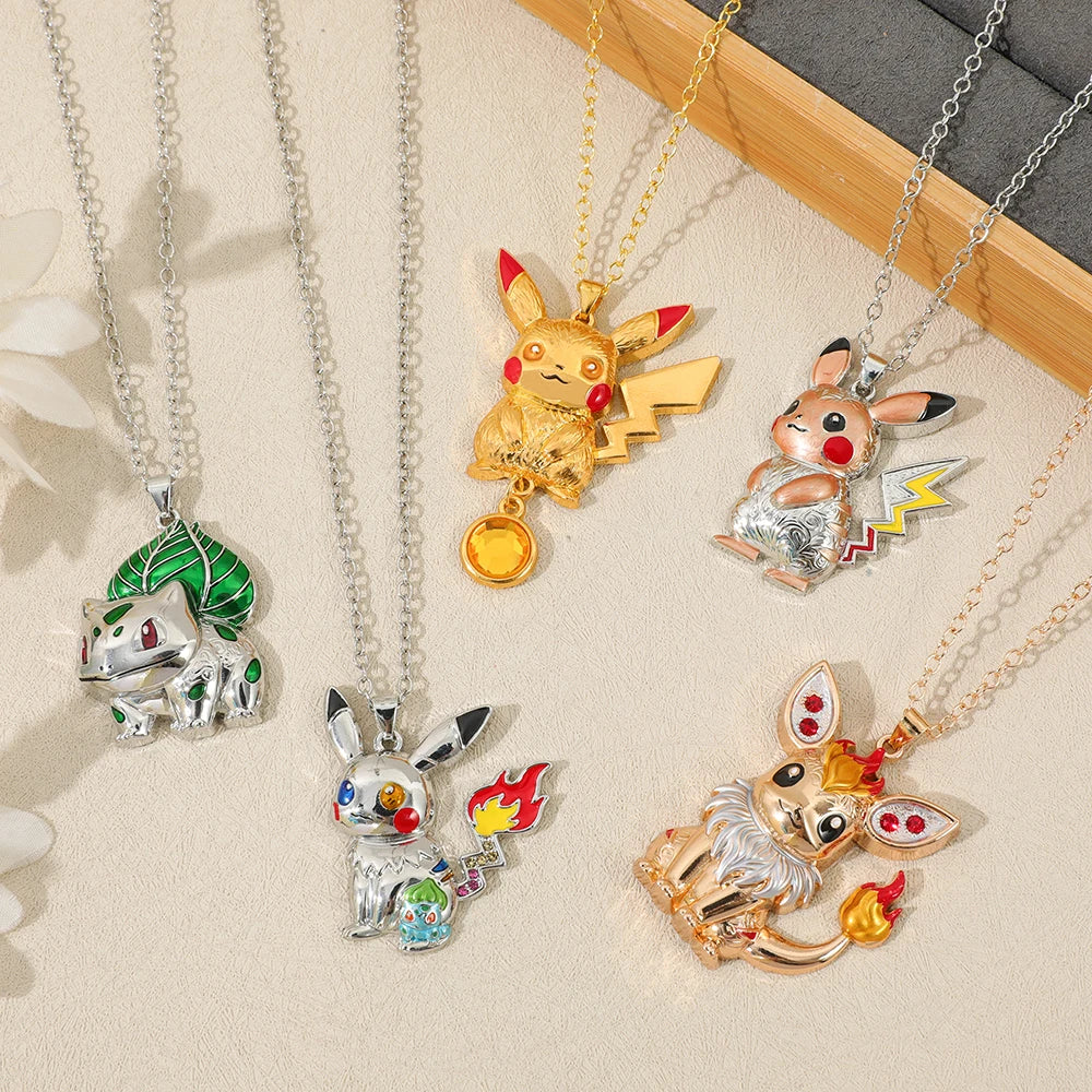 1PC Cute Q Version Character Necklace Alloy Charmander Bulbasaur Jewelry Pendant for Fans Holiday Gifts Jewelry Accessories