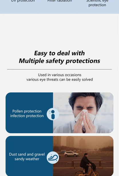 SEAMETAL Anti Blue Light Glasses Lightweight PC Frames Square Clear Lens Glasses Anti Pollen Safety Goggles Eyewear Accessories