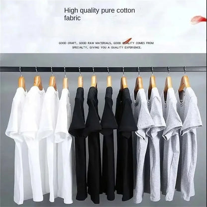 100% Cotton Men's  T-shirt O-neck Solid Color Bottoming Shirt Universal Casual Breathable T-shirt Tops Spring Autumn