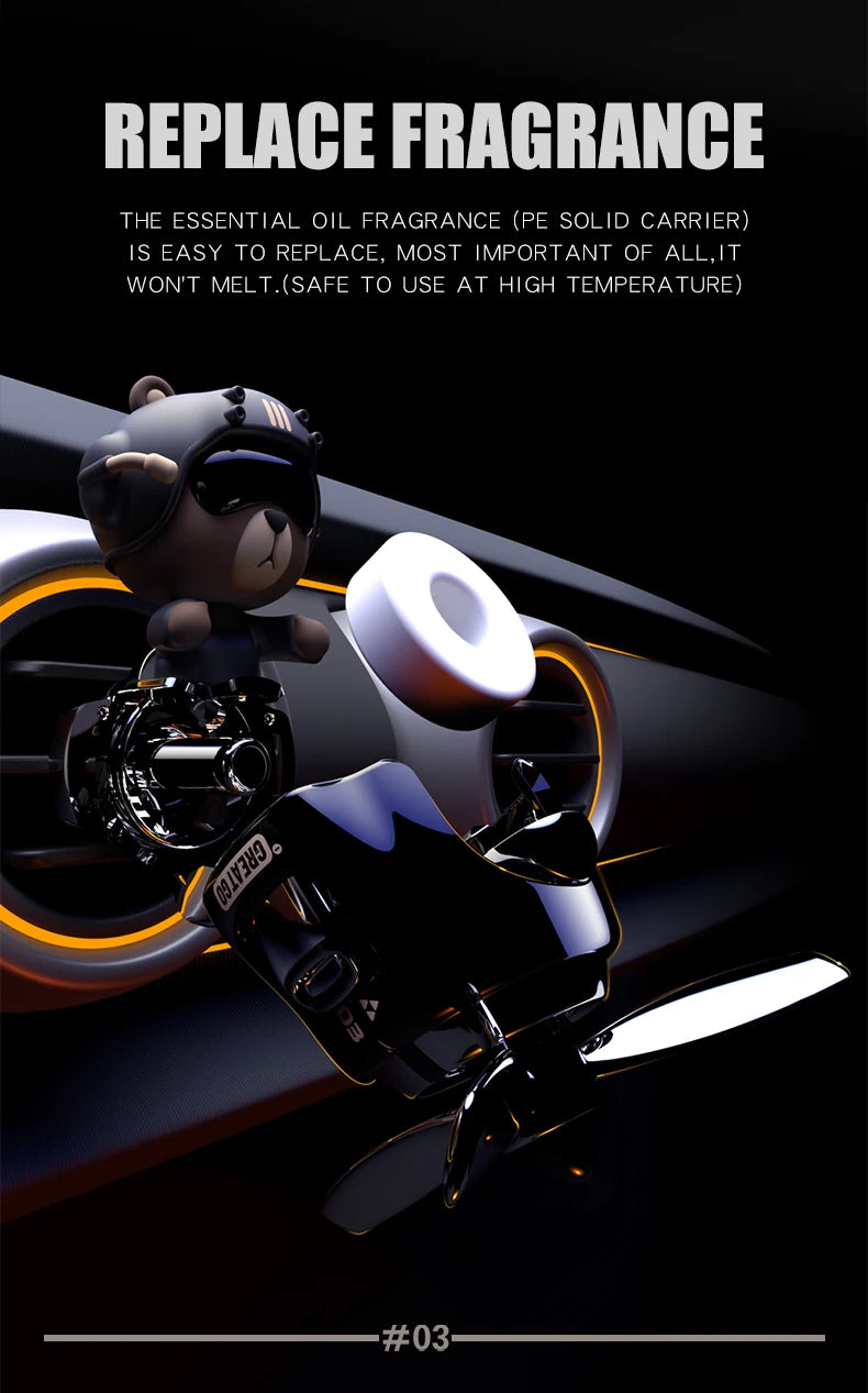 Head shake rotating propeller plane cool bear pilot car air fresheners accessories decoration fun diffuser perfume fragrance men