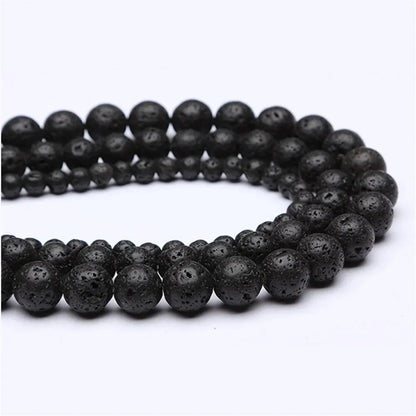 Wholesale Natural Black Lava 6mm 8mm 10mm 12mm round Volcanic Loose Beads for Jewelry Making Or Gift Charms