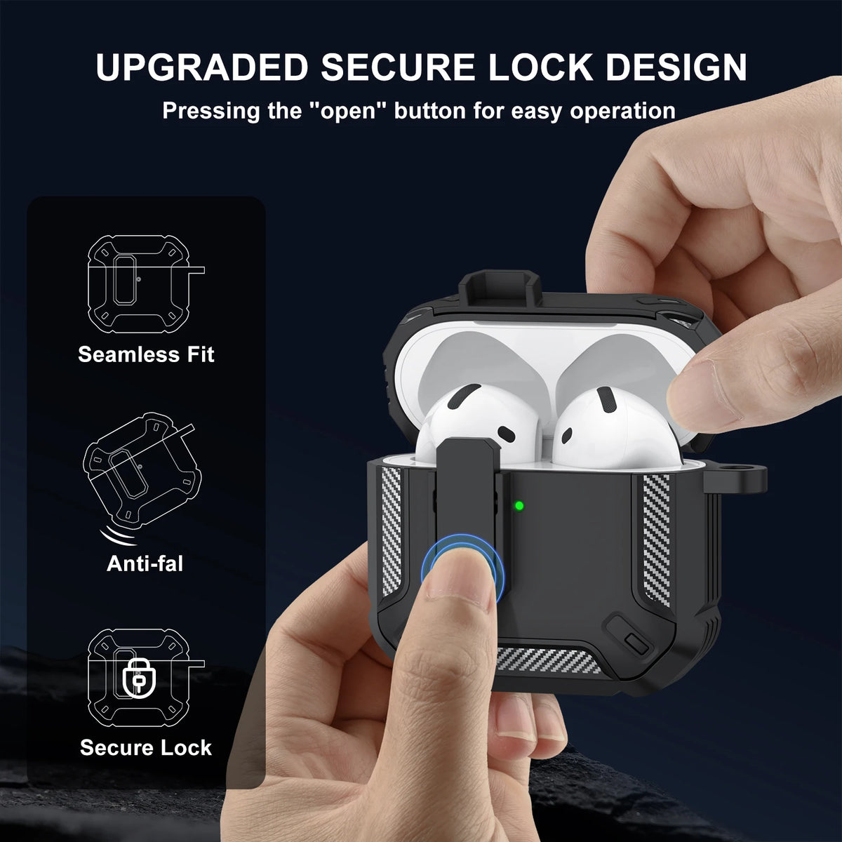 Upgraded Security Lock Case With Hook For AirPods 4 Cover 360 Degree Full Protective Shell For Apple AirPods 4 Earphone Cases