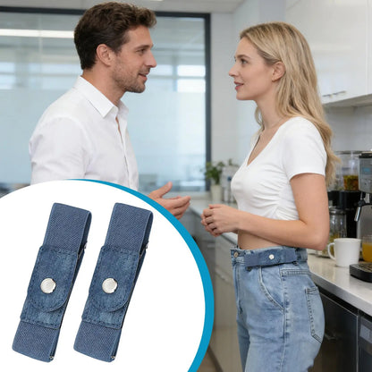 1 Pair No Buckle Elastic Belt Stretchable Adjustable Waistband for Women Men Jeans Pants Trousers Dresses Casual Fashion Wear