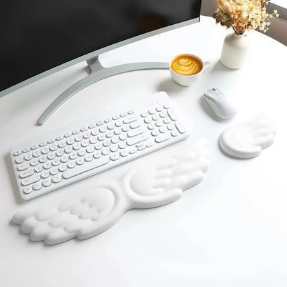 Keyboard Mouse Wrist Rest Angel Wing Memory Foam Mouse Wrist Rest Support Ergonomic Non-Slip For Office Gaming Computer Laptops