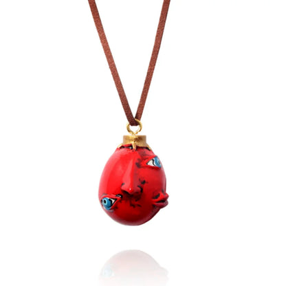 Fashing Popular anime Red Elliptical three-dimensional pendant Necklace Egg Of King Cosplay  Arc Resin Pendant Accessories Gift