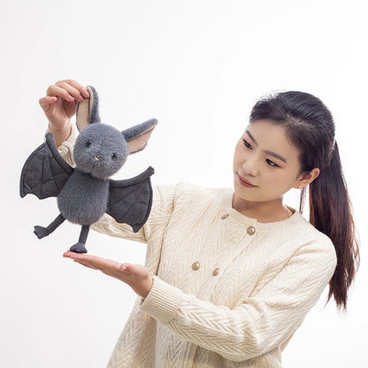 New 26cm Kawaii Hanging Bat Plush Toy Grey Broox Stuffed Animal Doll Cartoon Soft Bat Plushies Home Decor Birthday Gifts Girl