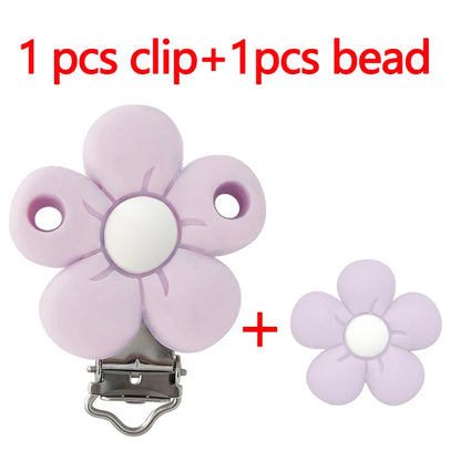 1/3/10pcs Silicone Flower Pacifier Clips Food Grade Teethers For Baby DIY Baby Soother Nursing Pacifier Chain Accessories