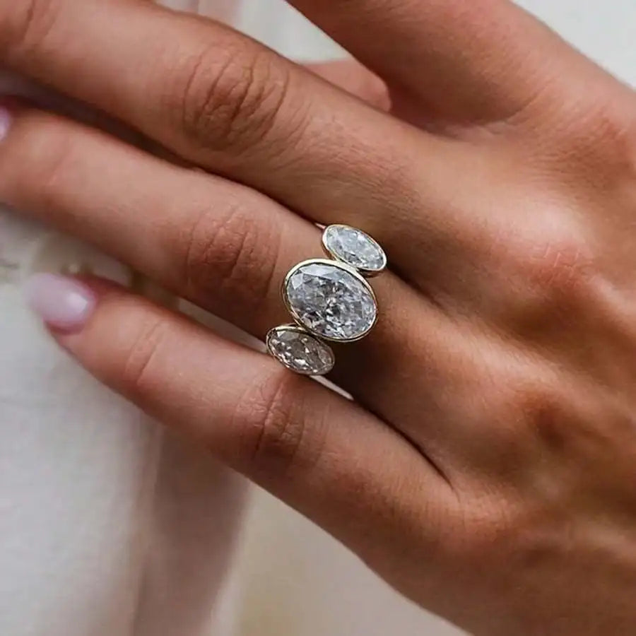 Minimalist Goose Egg Shape Synthetic Zirconia Retro Style Fashion Ring Wedding Jewelry for Men Women