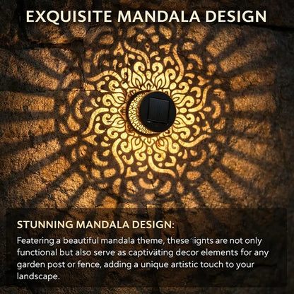 Outdoor LED Solar Fences and Wall Lights, Metal Mandala Lights, for Gardens, Lawns, Estates, Fences, Corridors, Lawns, Porches