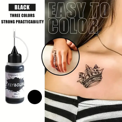 Long-Lasting Temporary Tattoo Inks with 3 Tattoo stickers Kit,Freehand Painting Gel for Makeup Trend Party Tattoos for Face Body