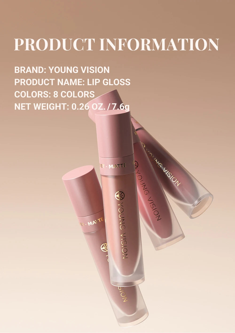 8 Color Nude Brown Matte Liquid Lipstick Velvet Sexy Dark Red Lip Glaze Non-stick Cup Not Easy To Fade Lip Gloss Lipstick Makeup
