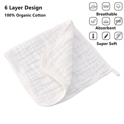 Large Muslin Burp Cloths Hand Washcloths for Baby Extra Absorbent and Soft Boys & Girls Milk Spit Up Rags for Newborn Registry