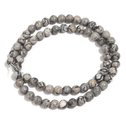 Factory Price Natural Stone Gray Picasso Map Jaspers Round Beads 16" Strand 6 8 10 MM Pick Size for Jewelry Making Diy Handmade