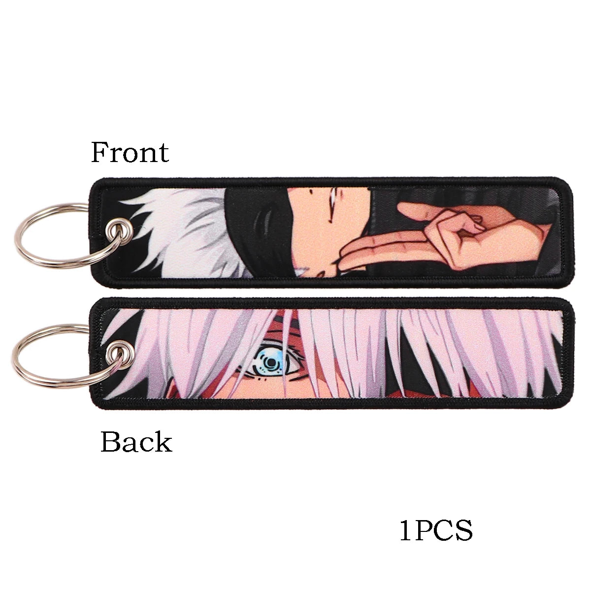 Anime Satoru Gojo Geto Suguru Embroidery Key Fobs Japanese Manga Key Tag Keychain Key Ring Backpack Chaveiro