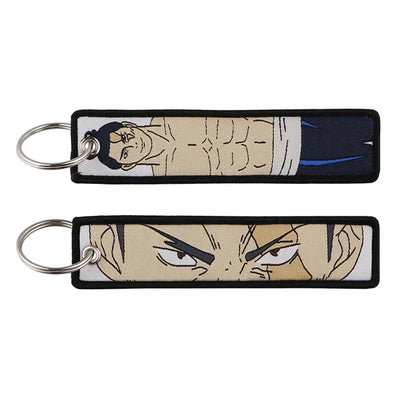 Anime Satoru Gojo Geto Suguru Embroidery Key Fobs Japanese Manga Key Tag Keychain Key Ring Backpack Chaveiro