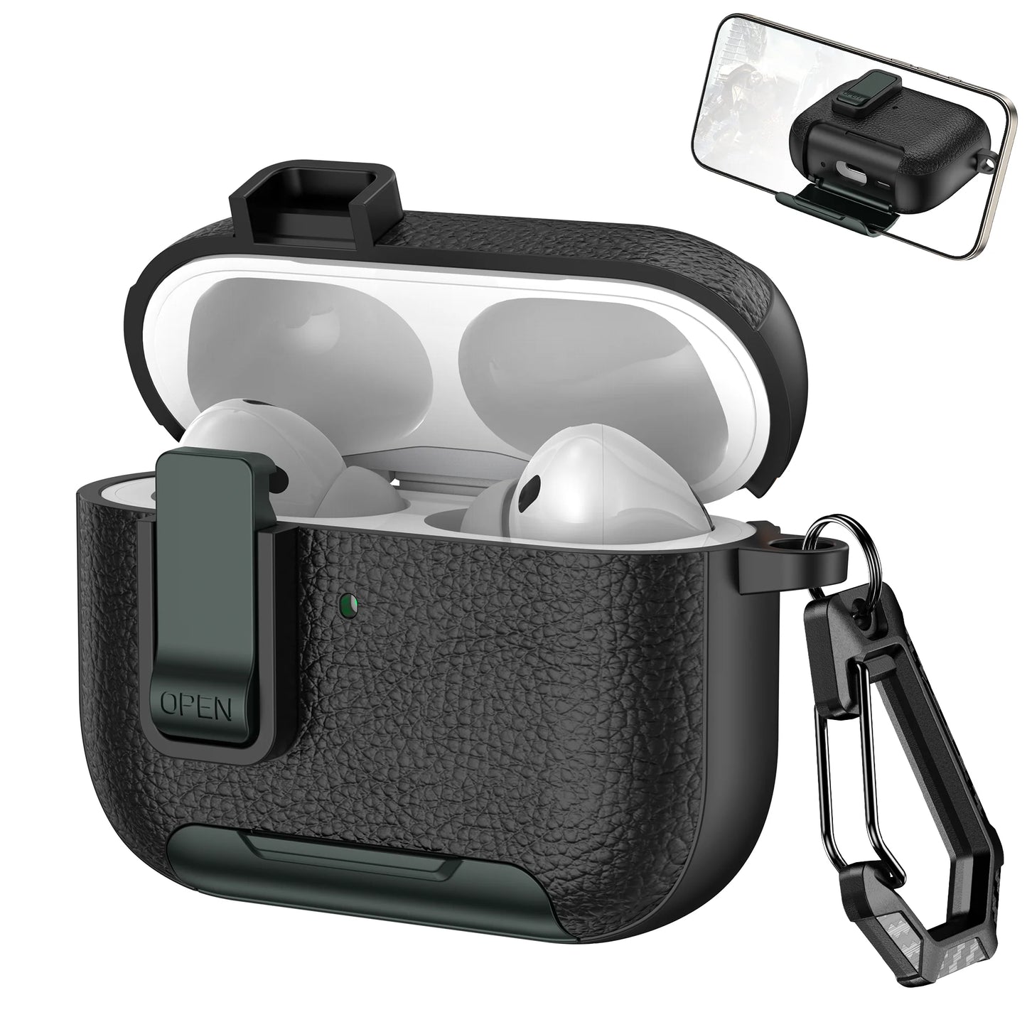New Earphone Cover For AirPods Pro 3 3rd Generation Protective Case With Secure Lock Invisible Phone Stand Leather Texture Cover