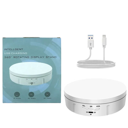 Electric Rotating Base Display Stand 3 Speeds 360 Degree Turntable Jewelry Holder USB/Battery Powered Rotating Tray