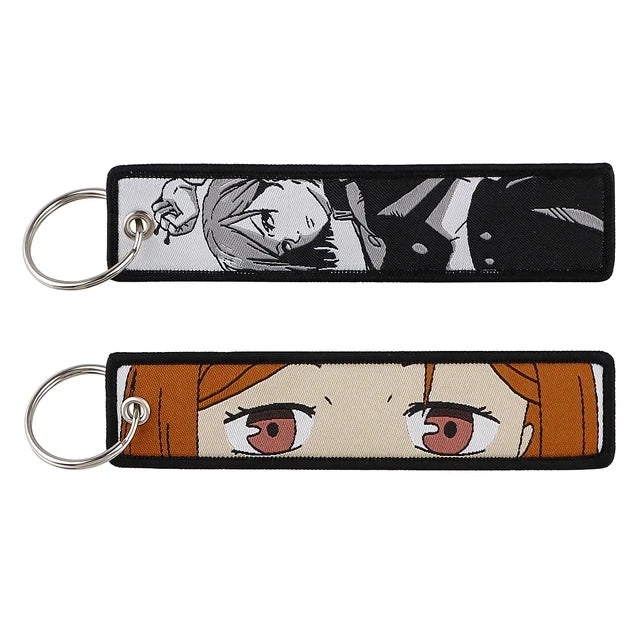 Anime Satoru Gojo Geto Suguru Embroidery Key Fobs Japanese Manga Key Tag Keychain Key Ring Backpack Chaveiro