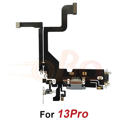 Charging Port Flex Cable for iPhone 11 12 13 Pro Max Mini Black White USB Charger Dock Connector with Microphone Repair (1PC)