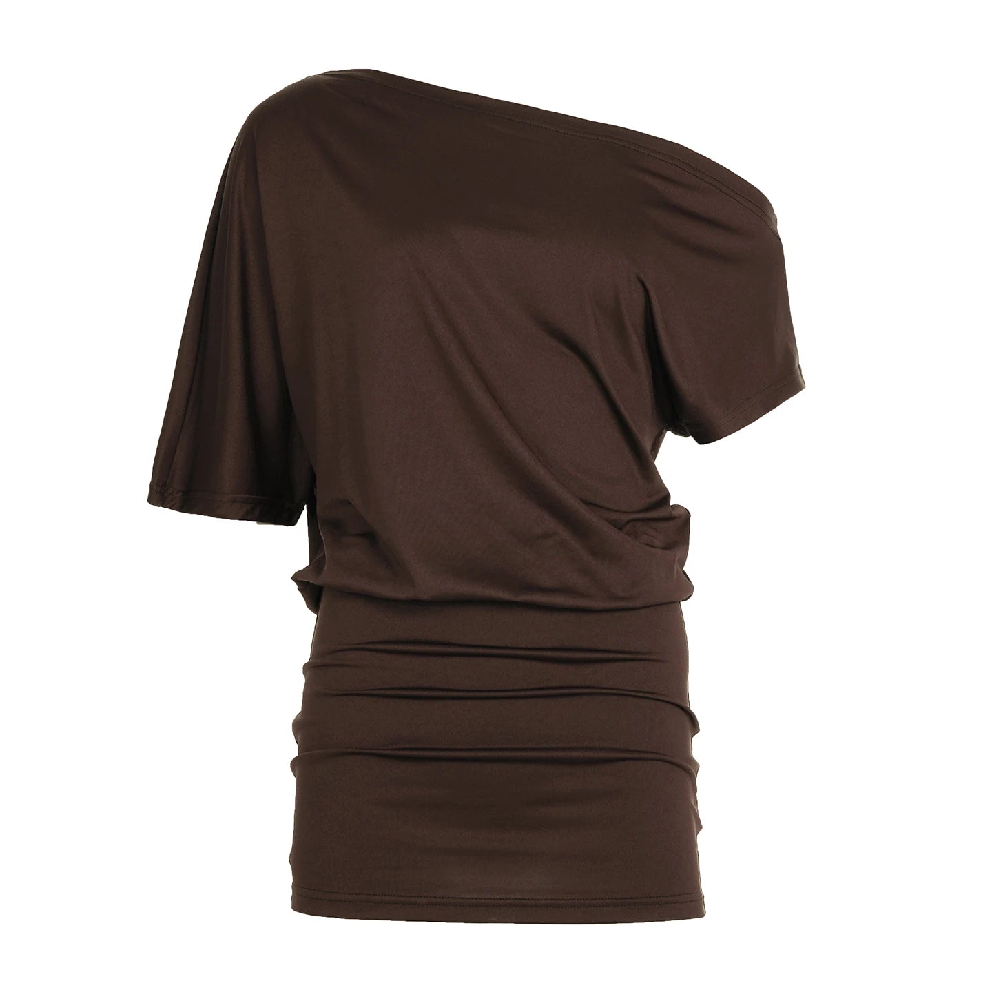 SUCHCUTE Bat Sleeve Wrap Dress Women One-Shoulder Solid Backless Bodycon Dress Evening Party Club Dress Y2K Sexy Outfits Summer