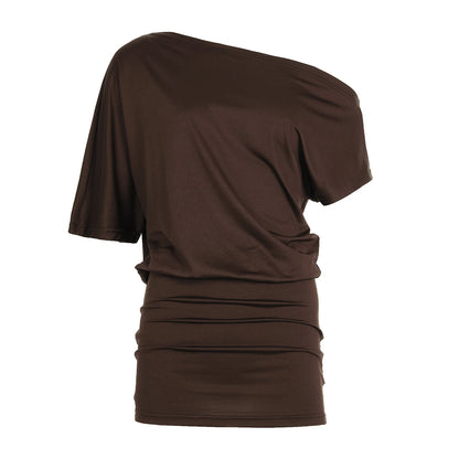 SUCHCUTE Bat Sleeve Wrap Dress Women One-Shoulder Solid Backless Bodycon Dress Evening Party Club Dress Y2K Sexy Outfits Summer