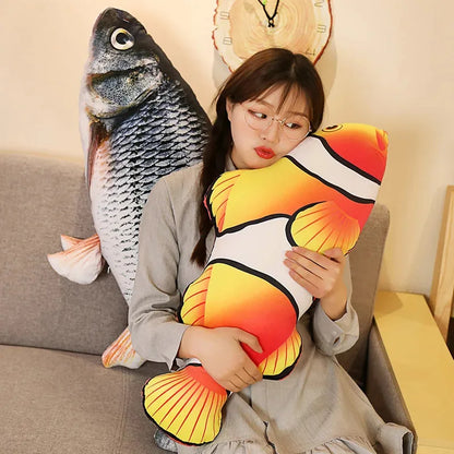 3D Simulated Grass Carp Plush Pillow Realistic Carp Doll 40 cm/60 cm Size Optional Sofa Cushion Bedroom Living Room Decoration