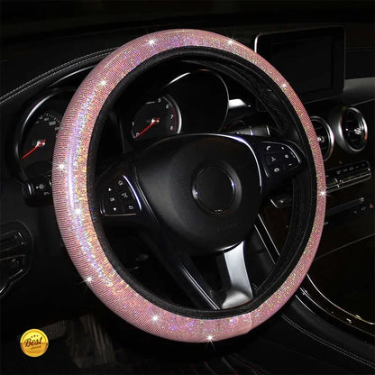 Car Universal 37/38cm Steering Wheel Cover Elastic Handle Cover Colorful Bronzing Diamond BlingBling Steering Wheel Accessories