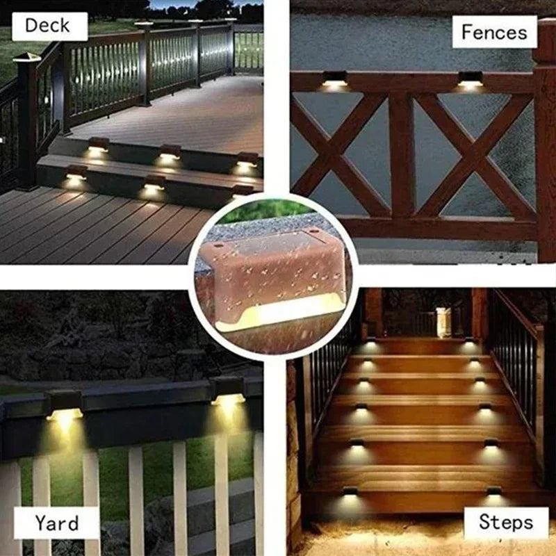 1~12PCS Solar Deck Light Outdoor IP65 Waterproof Solar Power Garden Lamps for Railing Stairs Step Fence Yard Patio Pathway