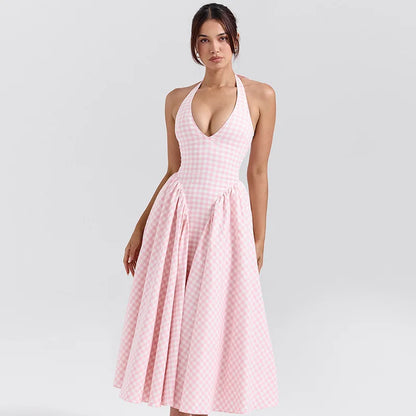 Ladies Summer Evening Party New Fashion Dress Women Sleeveless Backless V-Neck Sexy Birthday  Long Dresses 2025 Woman Streetwear