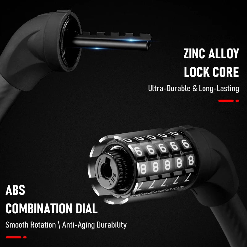 5-Digit Combination Bike Lock - Heavy-Duty Universal Bicycle Lock for Mountain Bike/Scooter/&Motorcycles - Anti-Theft Protection
