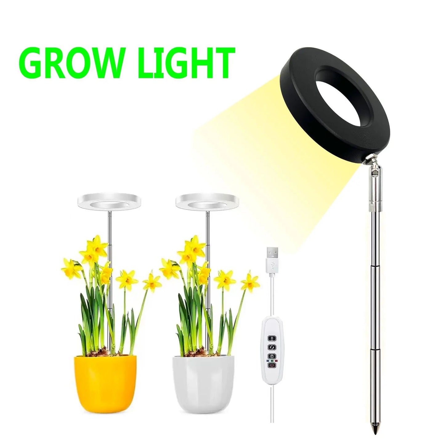Full Spectrum Fill Light LED Grow Lamp for Indoor Solar Plants with Adjustable Height, 3/9/12H Timer 10-Level Dimming for Garden