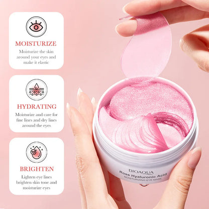 BIOAQUA Rose Hyaluronic Acid Travel Size Eye Mask Anti Wrinkle Dark Circles Eye Patches Moisturizing Firming Skin Care
