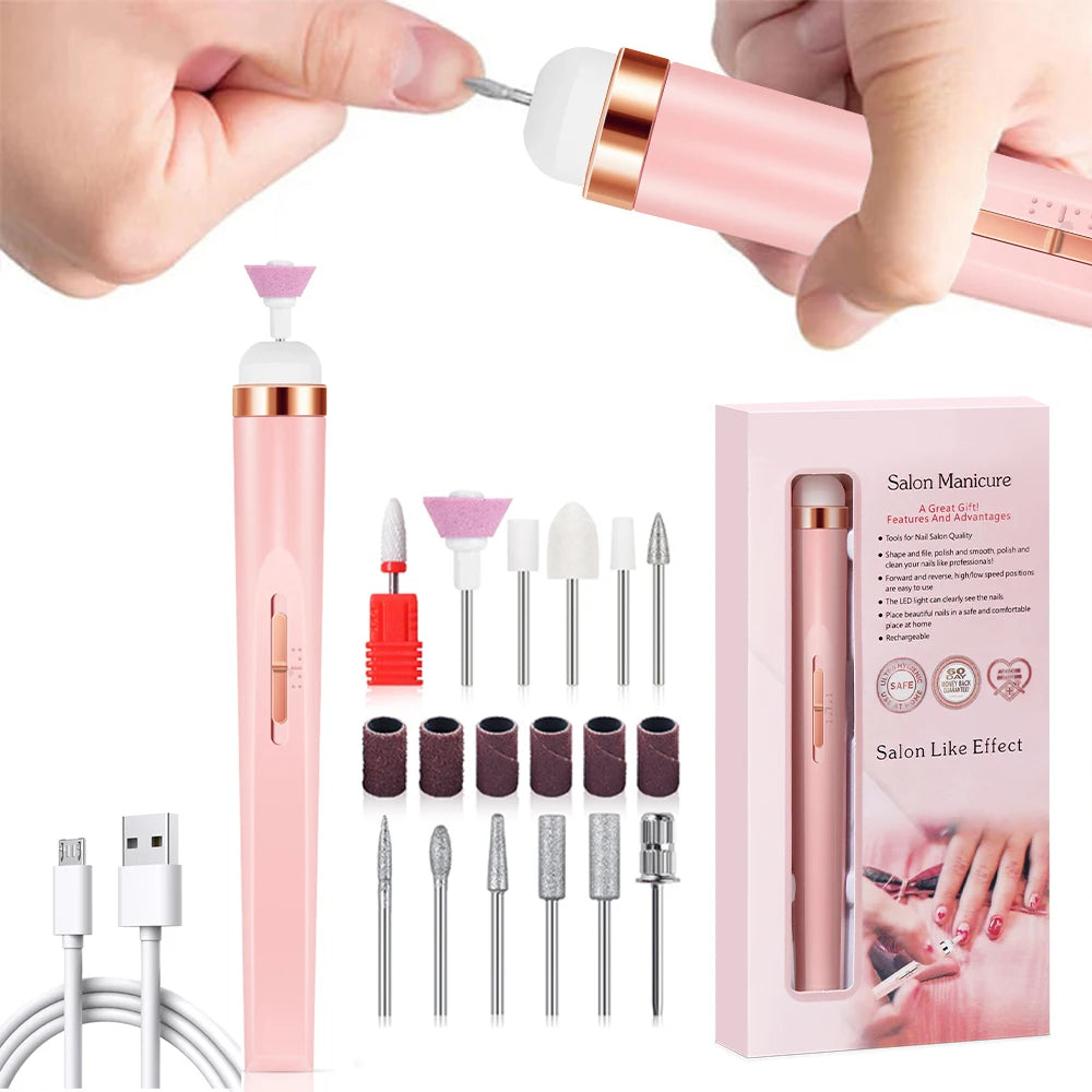 LINMANDA Portable Electric Nail File Nail Set with 4 Speeds Cuticle Trimmer Battery Operated Manicure and Pedicure Tools