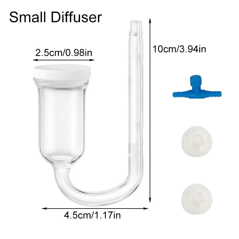 CO2 Diffuser for Aquarium Bubble Reactor CO2 System Atomizer for Fish Tank Live Plants Water Grass Grow Refiner with Suction Cup