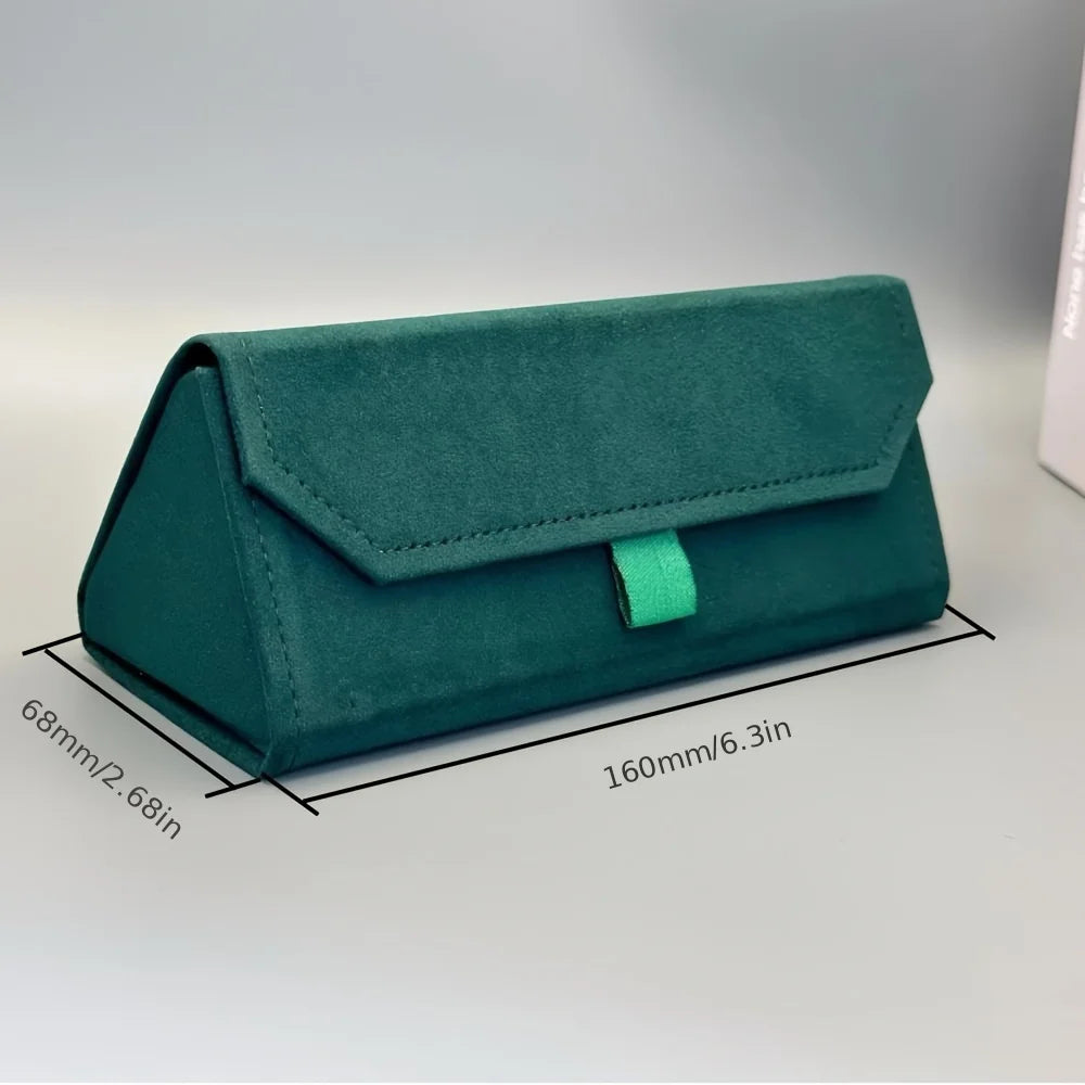 1pc Velvet Triangle Folding Glasses Women Case Elegant Sunglasses Case Purse Hard Men Soft Elegant Reading Glasses Box Glasses C