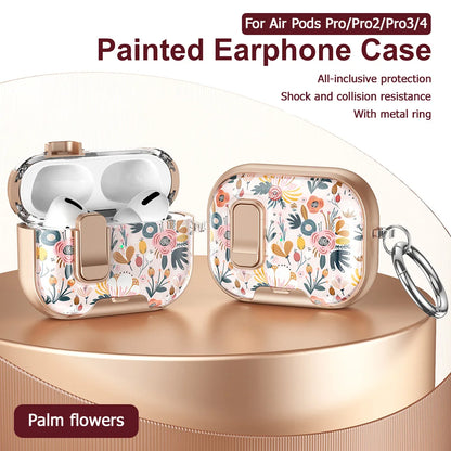 Flower Transparent Case For AirPods Pro 2 3 4 4th TPU Cover Anti-fall Headphone Coque For AirPods Pro 2 2nd Pro2 Cases With Hook