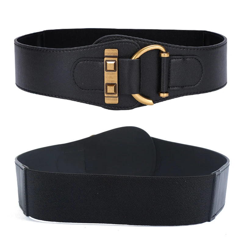 Designer Belts For Women High Quality Luxury Female Waist Stretch Cummerbunds Black Elastic Corset Belt Big Dress Waistband