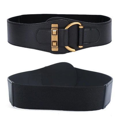 Designer Belts For Women High Quality Luxury Female Waist Stretch Cummerbunds Black Elastic Corset Belt Big Dress Waistband