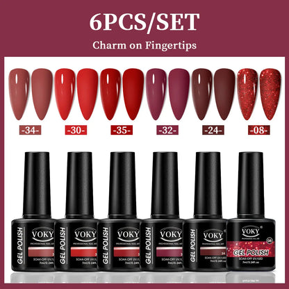 VOKY 6-Piece Set of Nail Gel, Seasonal Fashionable Nail Gel, The Perfect Gift for Ladies to Give During Festivals