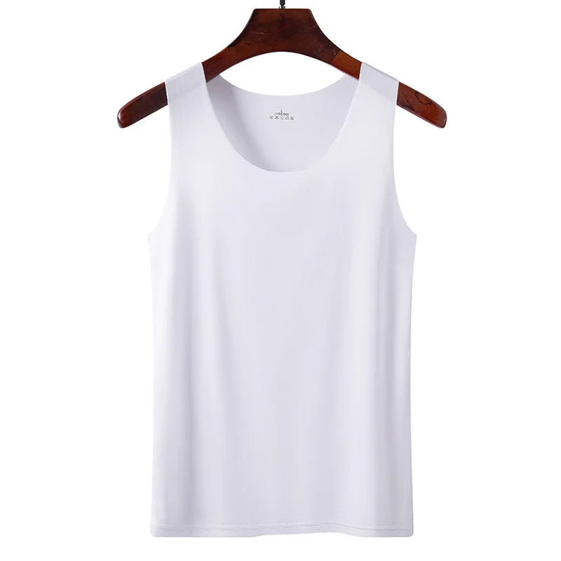 1pcs Summer Women Men Thin Tank Tops Seamless Ice Silk Vest Undershirt Underwear Students Korean-Style Slim Vest Sleeveless Tops