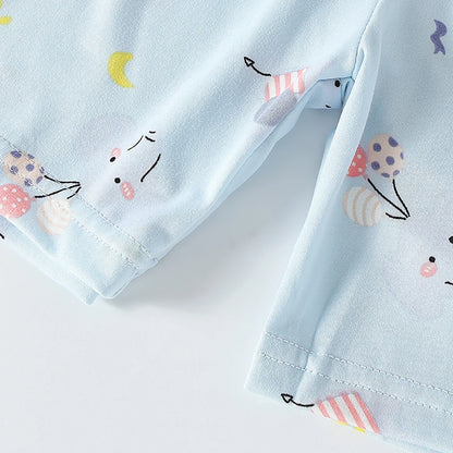 2-piece children's summer cute cartoon printed short sleeved shorts set for boys and girls casual and comfortable T-shirt shorts