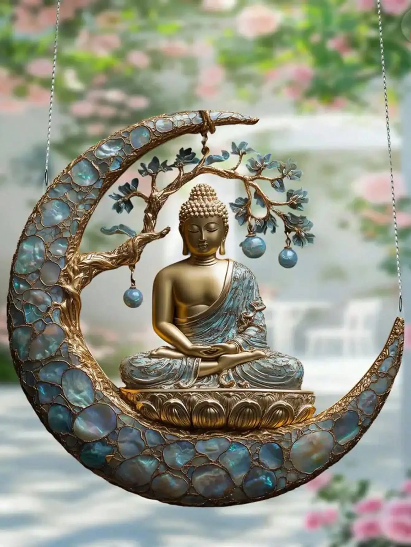 1PCS2D enchanting Buddha sun visor - dyed acrylic, perfect for home and garden decoration, religious spiritual gifts