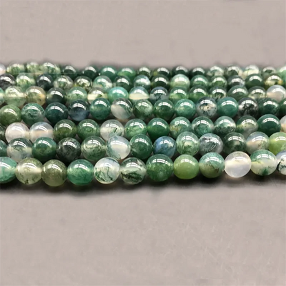 1strand/lot Moss Grass Agat Natural Stone Round Loose Green Beads For jewelry Making 4/6/8/10MM DIY Bracelet Bulk Wholesale