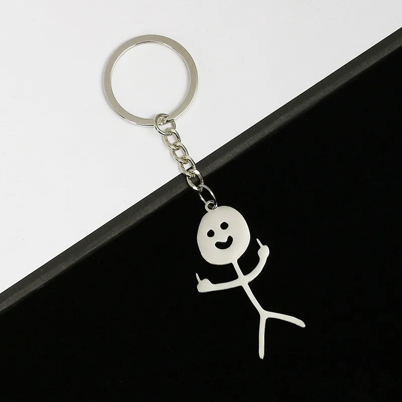 Fun Match People Keychain Creative Car Keyrings Heart To Heart Middle Finger Lovers Key Chain New Bag Pendant Couple'S Gifts