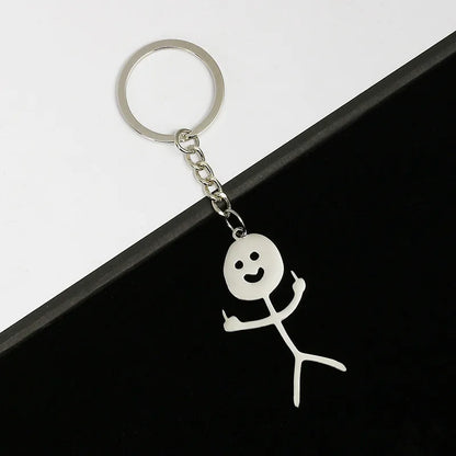 Fun Match People Keychain Creative Car Keyrings Heart To Heart Middle Finger Lovers Key Chain New Bag Pendant Couple'S Gifts