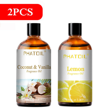 PHATOIL 100ml Fruity Fragrance Oil for Diffuser Candles Making -Coconut & Vanilla Strawberry Lemon Peach Aroma Essential Oils